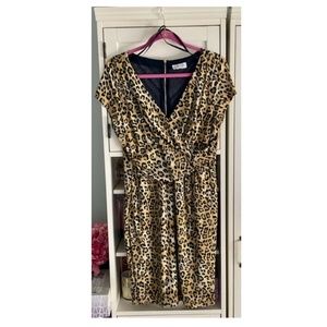 CARMEN MARCO VALVO LEOPARD PRINT DRESS FULLY LINED KNIT NEVER WORN  8-10